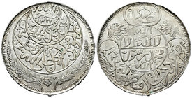 Yemen. Mutawakkil Yahya. Imadi riyal. 1322 H. (Km-Y7). Ag. 28,04 g. EBC. Est...75,00.