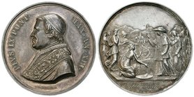 Vaticano. Pío IX. Medalla. 1857 / año XIII. Roma. (Bartolotti-XIII-1). Ag. 33,65 g. Visita a las provincias papales. Grabador Bianchi. 43,5 mm. EBC+/S...