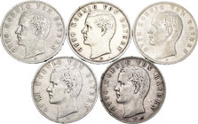 Alemania. Bavaria. Lote de 5 monedas de 5 marcos de plata de Otto I, 1900, 1902, 1903 (2) y 1913. A EXAMINAR. MBC-/MBC. Est...140,00.