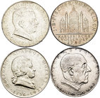 Austria. Lote de 4 piezas de 2 schilling de plata con motivos conmemorativos, 1931, 1932, 1934, 1937. A EXAMINAR. EBC/EBC+. Est...75,00.