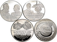 Cuba. Lote de 4 piezas de plata de 10 pesos de 1999 con motivo de la visita Real española a Cuba, Unión de Dos Pueblos. A EXAMINAR. PROOF. Est...60,00...