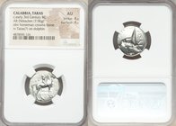 CALABRIA. Tarentum. Ca. early 3rd century BC. AR stater or didrachm (21mm, 7.96 gm, 2h). NGC AU 4/5 - 4/5. Philiarchus, Sa- and Aga-, magistrates. You...