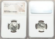 LUCANIA. Metapontum. Ca. 330-280 BC. AR stater (21mm, 4h). NGC VF. Dori-, magistrate. Head of Demeter left, wreathed with grain; ΔΩPI below chin / MET...