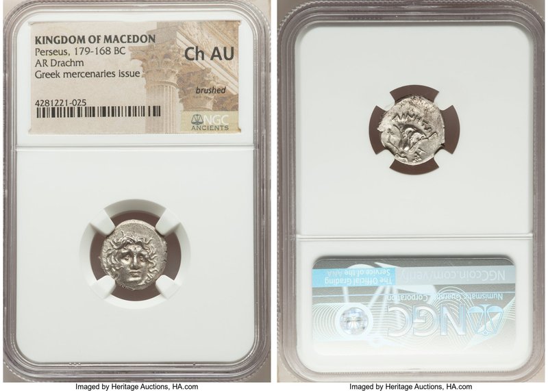 MACEDONIAN KINGDOM. Perseus (179-168 BC). AR drachm (16mm, 7h). NGC Choice AU, b...