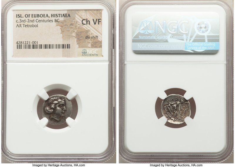 EUBOEA. Histiaia. Ca. 3rd-2nd centuries BC. AR tetrobol (16mm, 2h). NGC Choice V...