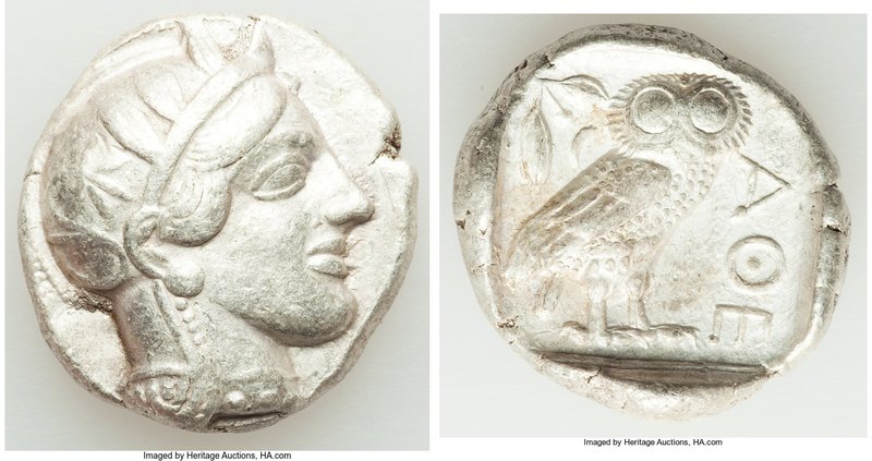 ATTICA. Athens. Ca. 440-404 BC. AR tetradrachm (25mm, 17.18 gm, 7h). Choice VF. ...