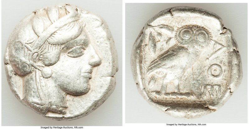 ATTICA. Athens. Ca. 440-404 BC. AR tetradrachm (24mm, 17.19 gm, 7h). VF, graffit...