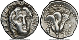 CARIAN ISLANDS. Rhodes. Ca. 250-200 BC. AR didrachm (19mm, 12h). NGC Choice VF. Timotheos, magistrate. Radiate head of Helios facing, turned slightly ...