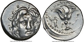 CARIAN ISLANDS. Rhodes. Ca. 250-200 BC. AR didrachm (19mm, 12h). NGC Choice VF. Mnasimaxos, magistrate. Radiate facing head of Helios, turned slightly...