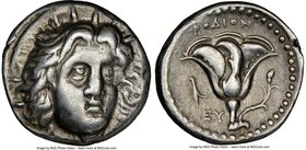 CARIAN ISLANDS. Rhodes. Ca. 250-205 BC. AR didrachm (20mm, 12h). NGC VF. Ca. 250 BC. Radiate head of Helios facing, turned slightly right, hair parted...