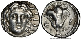 CARIAN ISLANDS. Rhodes. Ca. 250-205 BC. AR didrachm (19mm, 11h). NGC XF. Erasicles, magistrate. Radiate facing head of Helios, turned slightly right, ...