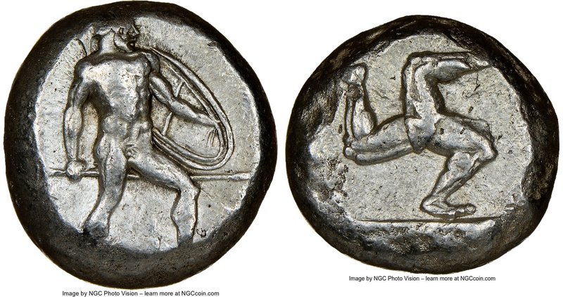 PAMPHYLIA. Aspendus. Ca. mid-5th century BC. AR stater (18mm). NGC VF. Ca. 465-4...