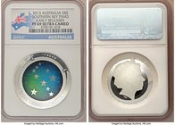 Elizabeth II colorized silver Proof "Early Releases" 5 Dollars 2013 PR69 Ultra Cameo NGC, KM1969. Mintage: 10,000. Concave design. Subject: southern S...