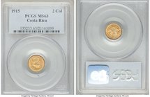 Republic gold 2 Colones 1915-(P) MS63 PCGS, Philadelphia mint, KM139. Mintage: 5,000. National arms / Bust of Columbus right. 

HID09801242017