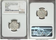 Normandy. Richard I Denier ND (943-996) MS65 NGC, Rouen mint, Dup-16. 1.21gm. +RICΛRDVSI (S on side), cross pattee with pellet in each angle / +ROTOMΛ...