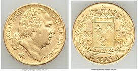 Louis XVIII gold 20 Francs 1824-A XF, Paris mint, KM712.1. 21mm. 6.42gm. The final year of the type. AGW 0.1867 oz. 

HID09801242017