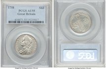 George II Shilling 1758 AU55 PCGS, KM583.3. From the Poulos Family Collection

HID09801242017