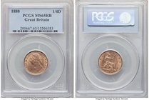 Victoria Farthing 1888 MS65 Red and Brown PCGS, KM753, S-3958. Exceptional strike both sides, much red still showing. 

HID09801242017