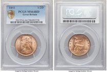 Victoria 1/2 Penny 1893 MS64 Red PCGS, KM754, S-3956. Satin surfaces, full rose color with a few carbon spots noted for accuracy. 

HID09801242017