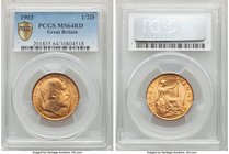 3-Piece Lot of Certified Assorted 1/2 Pennies PCGS, 1) Edward VII 1/2 Penny 1903 - MS64 Red, KM793.2 2) Edward VII 1/2 Penny 1910 - MS65 Red and Brown...