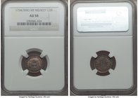 Philip V 1/2 Real 1734/3 Mo-MF AU58 NGC, Mexico City mint, KM65. Nearly Mint State with handsome rose toning over sharply struck details and scant hig...