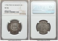 Ferdinand VI 2 Reales 1758/7 Mo-M VF35 NGC, Mexico City mint, KM86.2. 

HID09801242017