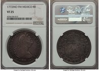 Charles III 8 Reales 1772 Mo-FM VF25 NGC, Mexico City mint, KM106.1. Richly toned and problem-free for the grade.

HID09801242017