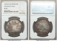Republic "Hookneck" 8 Reales 1824 Mo-JM VF35 NGC, Mexico City mint, KM-A376.2. A charming rendition of this scarce and sought-after issue displaying a...