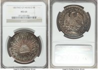 Republic 8 Reales 1857 Mo-GF MS64 NGC, Mexico City mint, KM377.10, DP-Mo43. Deep rich color in shades of olive, garnet and cognac brown. 

HID09801242...