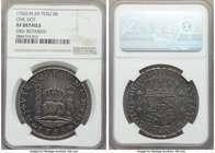 Charles III 8 Reales 1766 LM-JM XF Details (Obverse Repaired) NGC, Lima mint, KM-A64.3. "One Dot" variety. 

HID09801242017