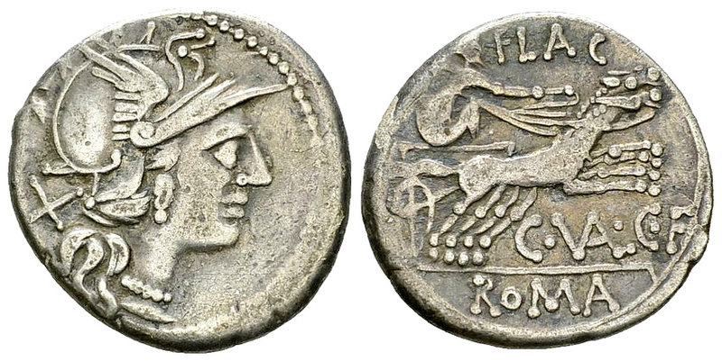 C. Valerius C.f. Flaccus AR Denarius, 140 BC 

Roman Republic. C. Valerius C.f...