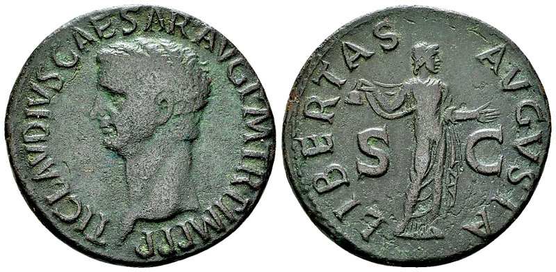 Claudius AE As, Libertas reverse 

Claudius (41-54 AD). AE As (28-29 mm, 10.27...