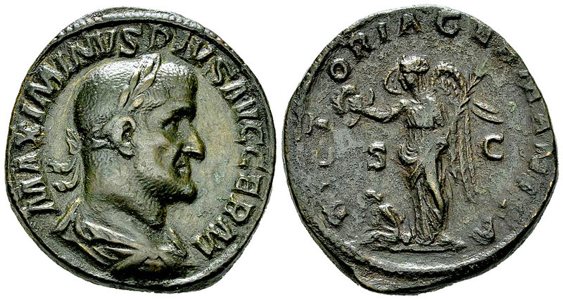 Maximinus I AE Sestertius, German victory reverse 

Maximinus I Thrax (235-238...