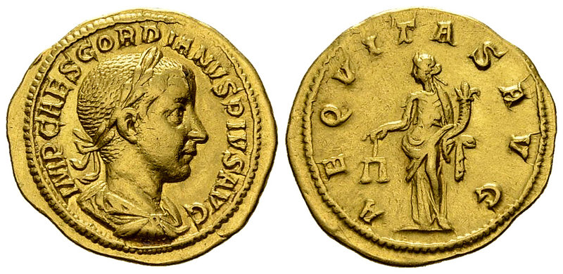 Gordianus III Pius Aureus, Aequitas reverse 

Gordianus III Pius (238-244 AD)....