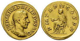 Philippus I Aureus, Emperor on curule chair reverse