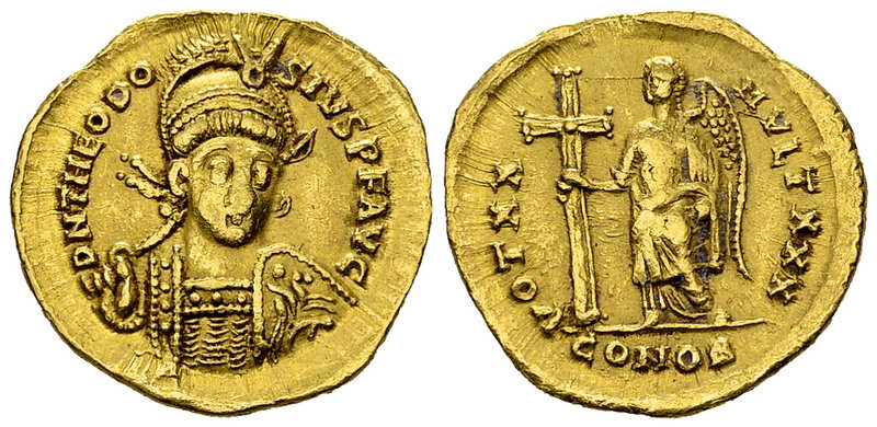 Theodosius II AV Solidus, Constantinople 

Theodosius II (402-450 AD). AV Soli...