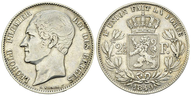 Belgique, AR 2 1/2 Francs 1849, Grande tête 

Belgique, Royaume. Léopold Ier (...