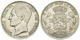 Belgique, AR 2 1/2 Francs 1849, Grande tête