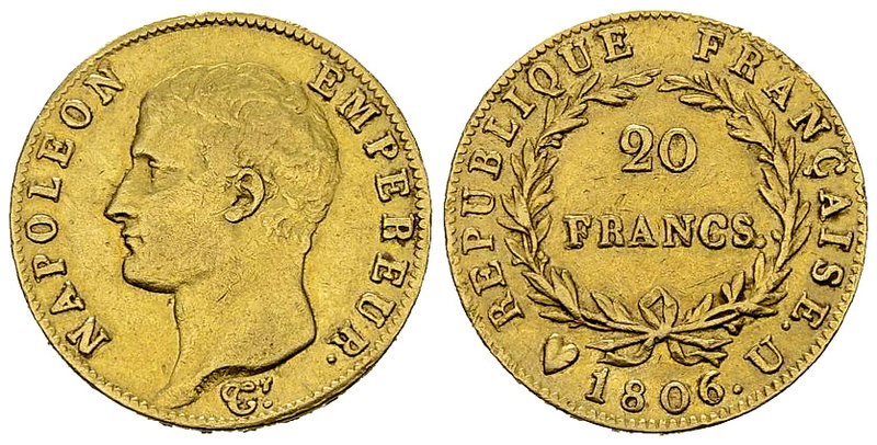Napoléon Ier, AV 20 Francs 1806 U, Turin 

France. Napoléon Ier. AV 20 Francs ...