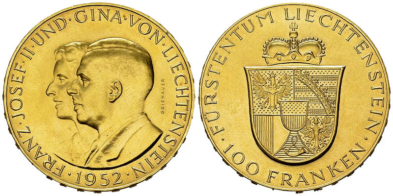 Liechtenstein, AV 100 Franken 1952 

Liechtenstein, Fürstentum. Franz Joseph I...