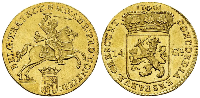 Utrecht AV 14 Gulden 1761, Golden rider 

Netherlands. Utrecht. AV 14 Gulden 1...