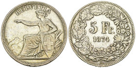 Schweiz, AR 5 Franken 1874 B.