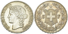 Schweiz, AR 5 Franken 1890 B