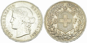 Schweiz, AR 5 Franken 1891 B