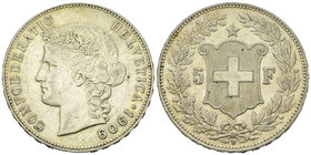 Schweiz, AR 5 Franken 1909 B