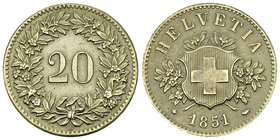 Schweiz, BI 20 Rappen 1851 BB