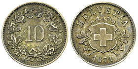 Schweiz, BI 10 Rappen 1871 B
