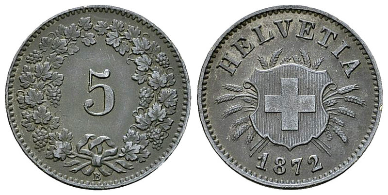 Schweiz, Bi 5 Rappen 1872 B 

Schweiz, Eidgenossenschaft. BI 5 Rappen 1872 B (...