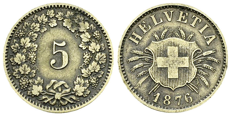 Schweiz, BI 5 Rappen 1876 B 

Schweiz, Eidgenossenschaft. BI 5 Rappen 1876 B (...