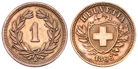 Schweiz, AE 1 Rappen 1866 B